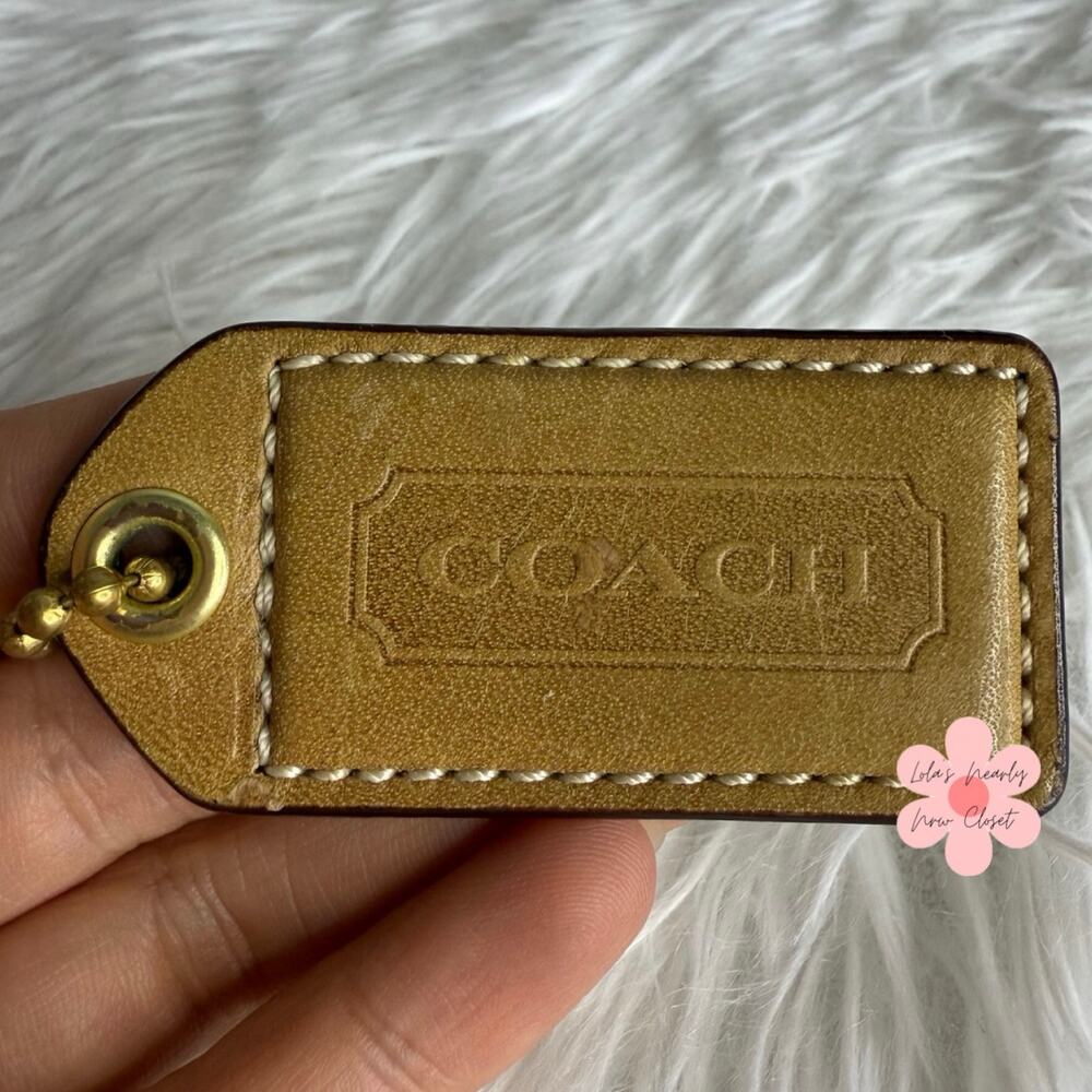 2.5" y2k COACH Vintage Tan  Fob Bag Charm Hang tag Hangtag